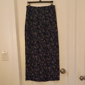 Christopher & Banks Dark Blue Floral Maxi Skirt